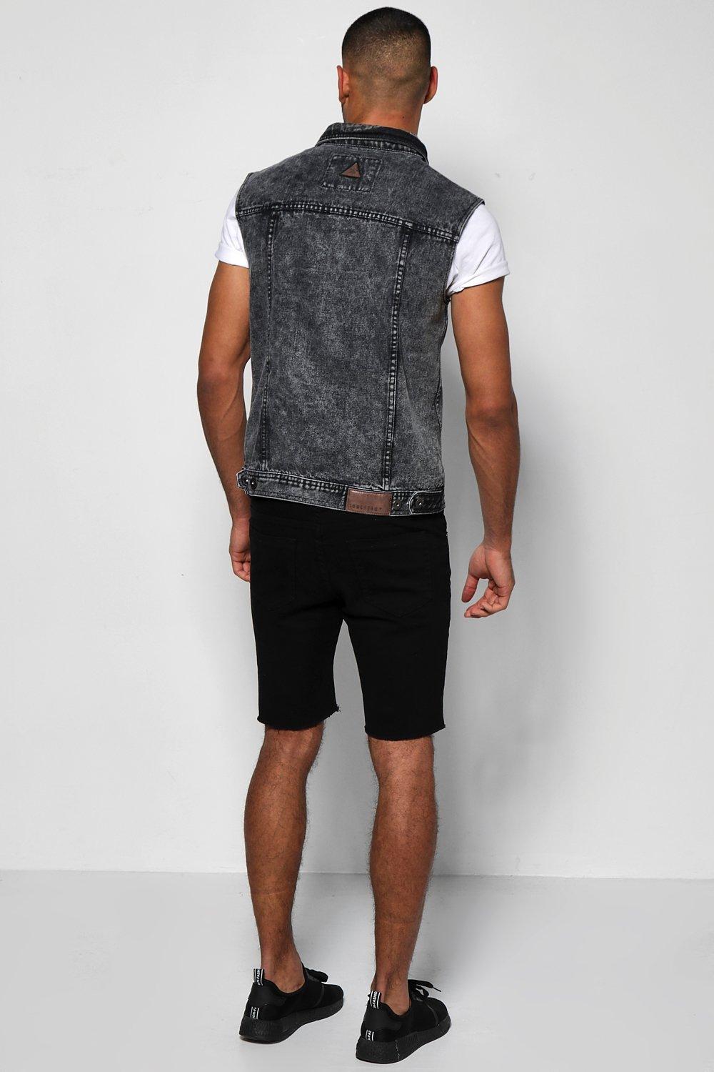 Black denim outlet jacket sleeveless mens